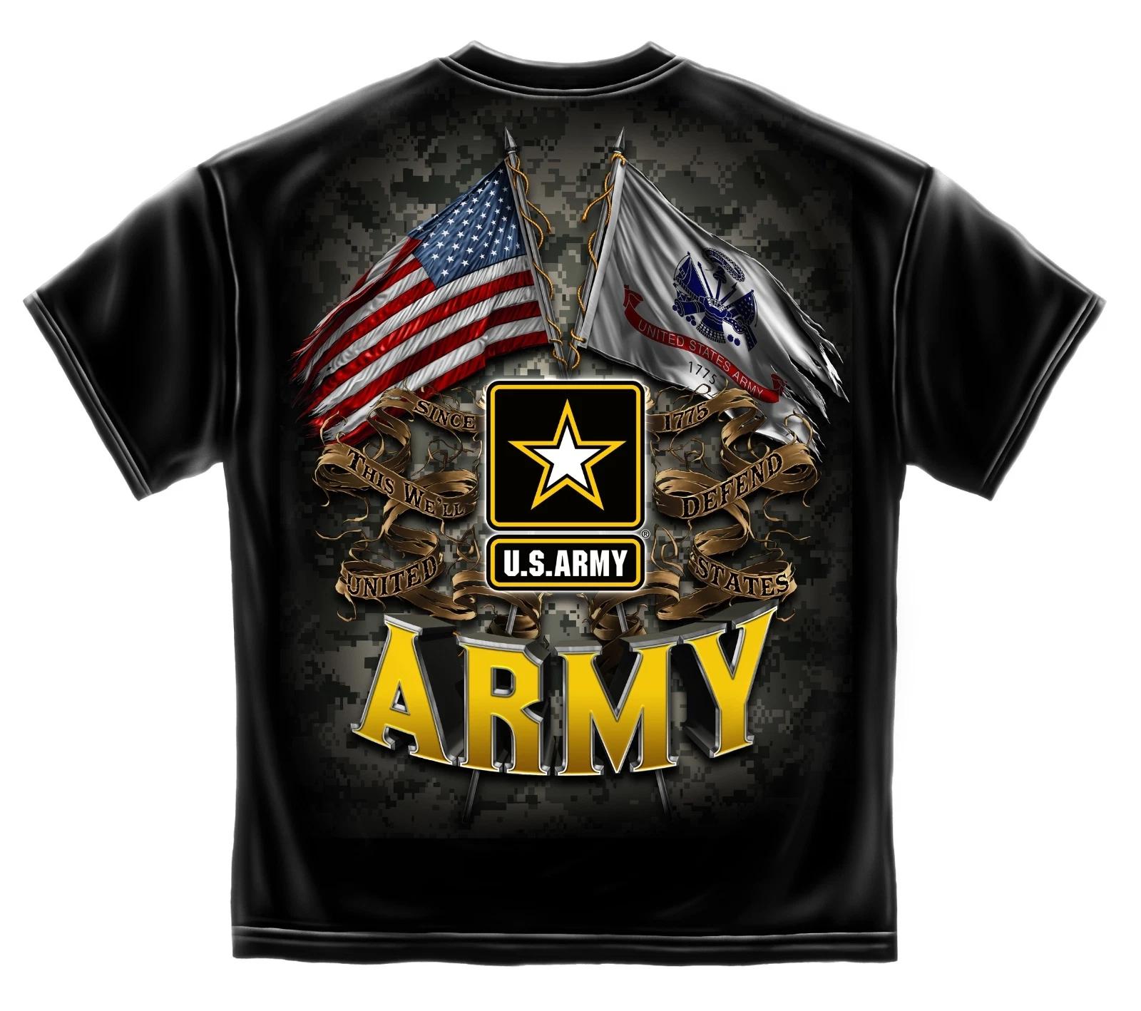 

New US ARMY DOUBLE FLAG T Shirt THIS WE LL DEFEND L