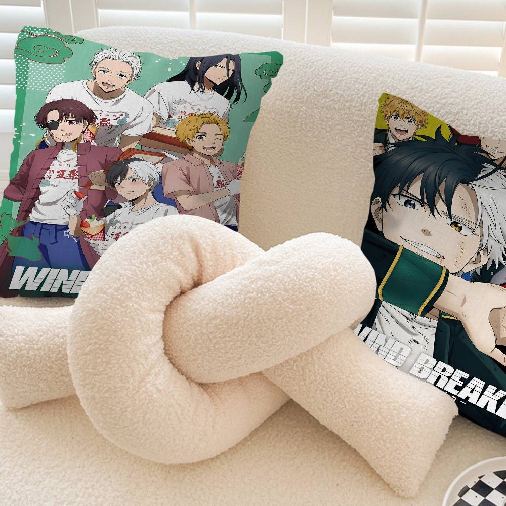 Anime Wind Breaker Pillow Cushion Cover Pillowcase Living Room Sofa Home Decor Customized