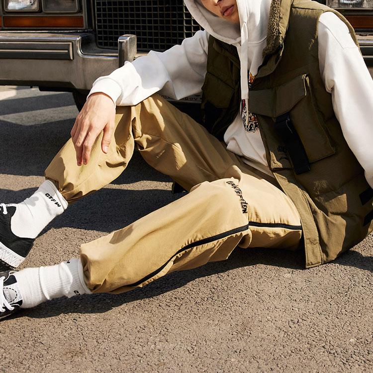 Li Ning CF Awesome Series Cuffed Loose Fit Sports Long Pants Men Bottoms Khaki AYKR413-1