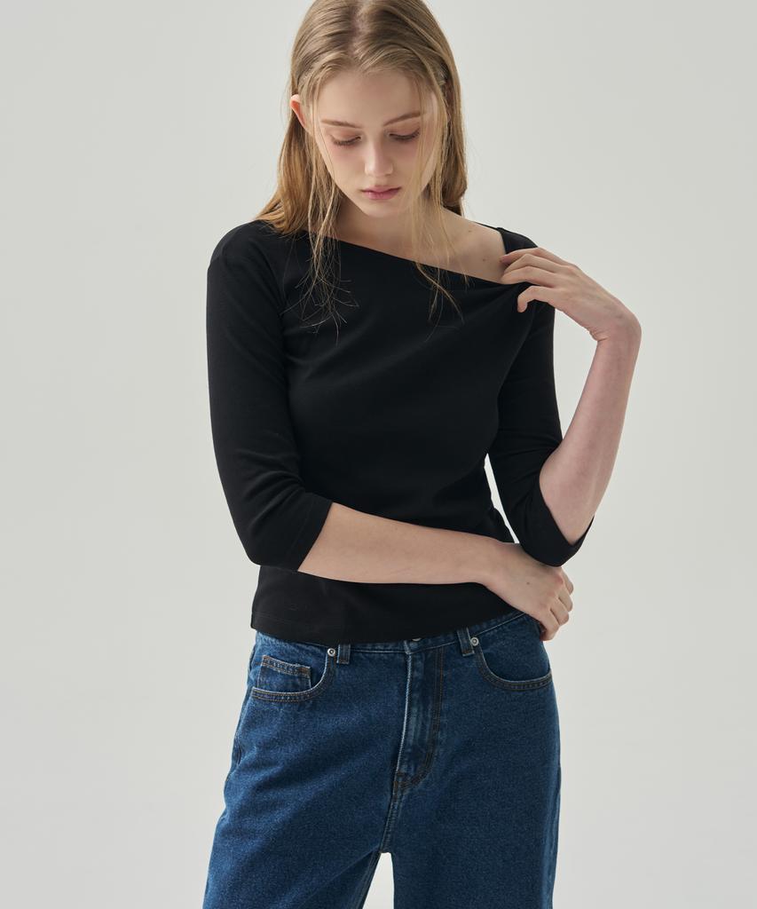 Deuloupisumeon Soft Basic Boat Neck T-Shirt [Lilac]
