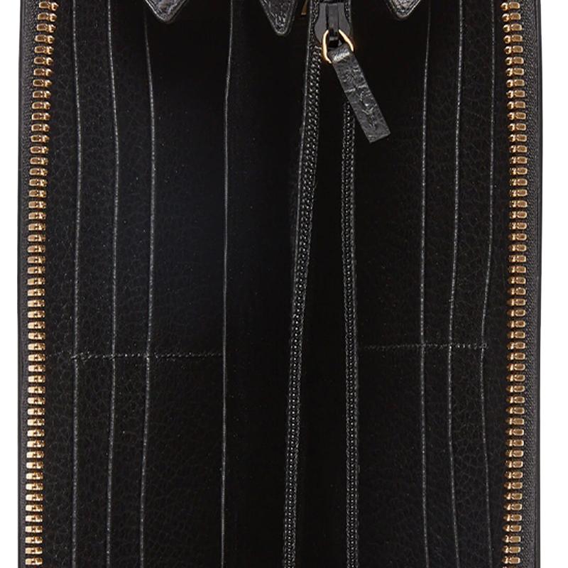 Gucci Marmont Marmont Gold Label Logo Long Zipper Canvas Patch Leather Wallet Wallet Women's Ebony/Black