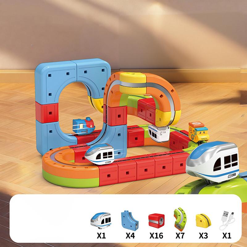 Children Magic Track Train Electric Assembled Set Magnetic Rail Car Maze Educational For Kids Children Gifts