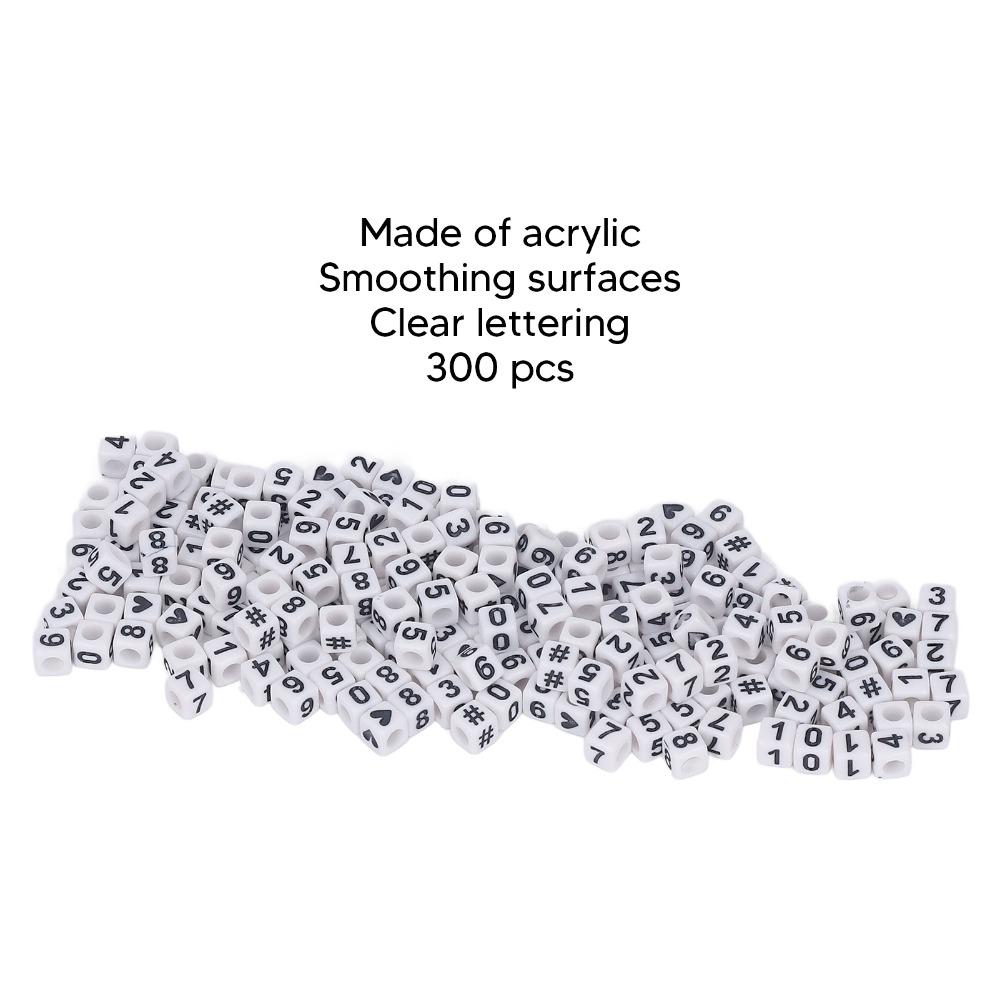300pcs White Acrylic Number Beads Mixed Numbers 0-9 Loose Beads Bulk DIY Beads Jewelry Making