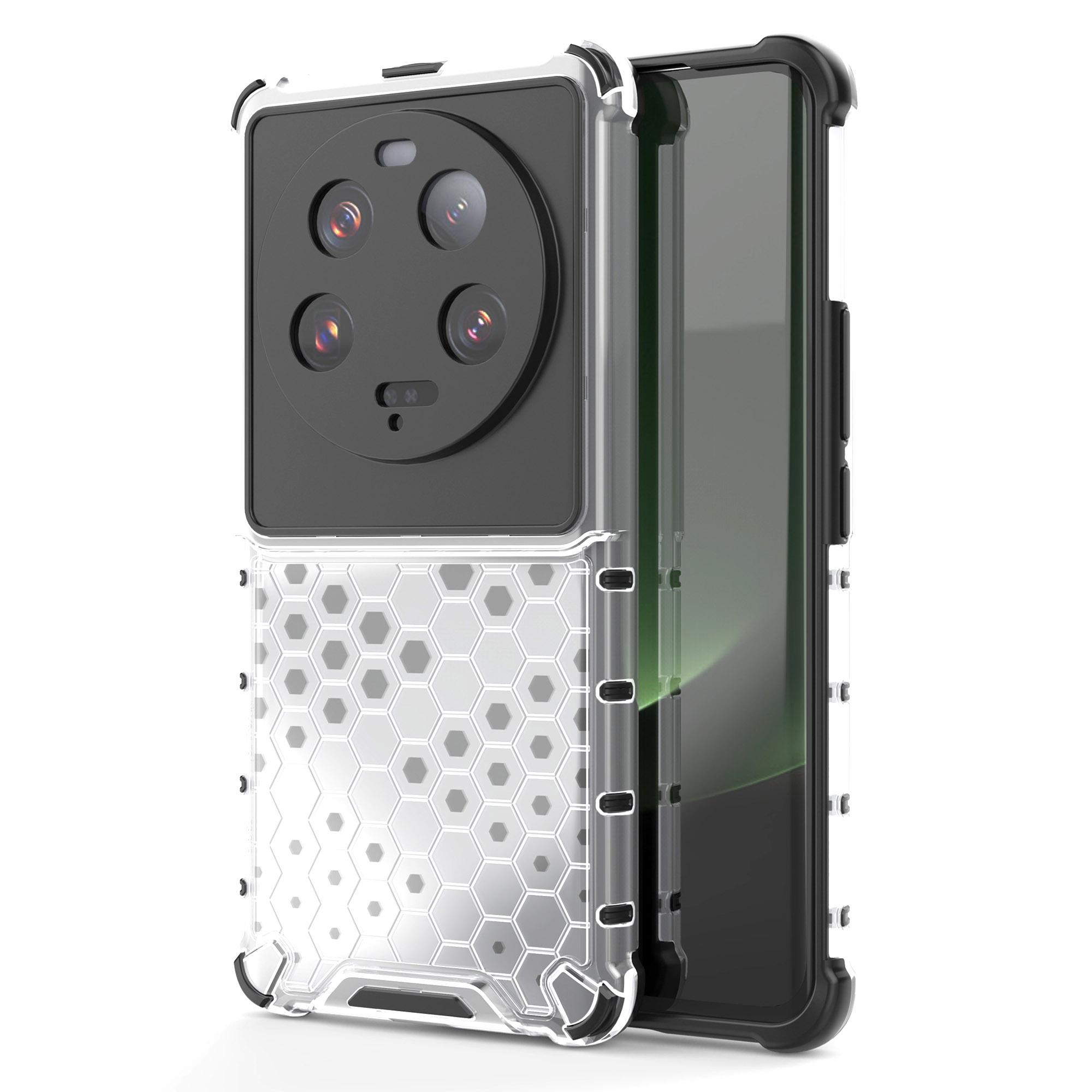 

For Xiaomi 13 Ultra Anti-Scratch Honeycomb Texture Phone Case TPU+PC Anti-drop Smartphone Cover Grey