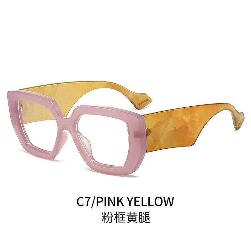New Fashion Colorful Square Women Glasses Frame Clear Anti Blue Light Spring Hinge Wide Legs Eyewear Men Optical Polygon Frame