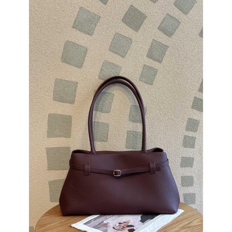 Genuine Leather Tote Bag With Lock Large Capacity Work Commuter Shoulder Women