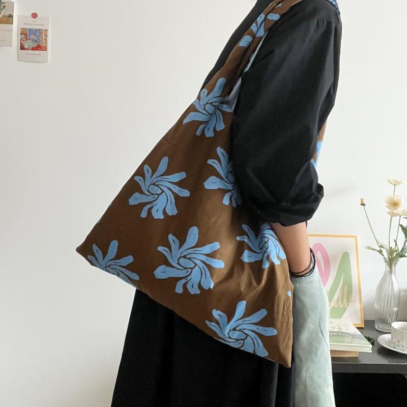 Ленивая Повседневная Сумка-Орхидея Большая Вместительная Сумка-Тоут Нишевая Корейская Жилетка Холщовая На Плечо Женская