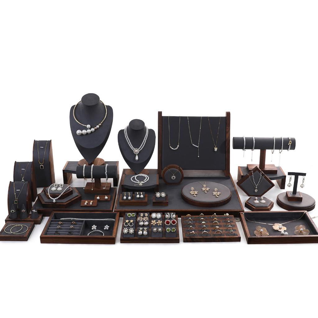 Walnut Jewelry Display Prop Set Combination Bracelet Display Stand Jewelry Display Stand Necklace Display Stand