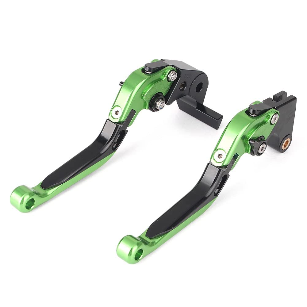 AL-mart Collapsible Telescopic 6 Stage Adjustable Brake Clutch Lever Set Kawasaki Versis X 300 / 250 2017-2019 (Green)