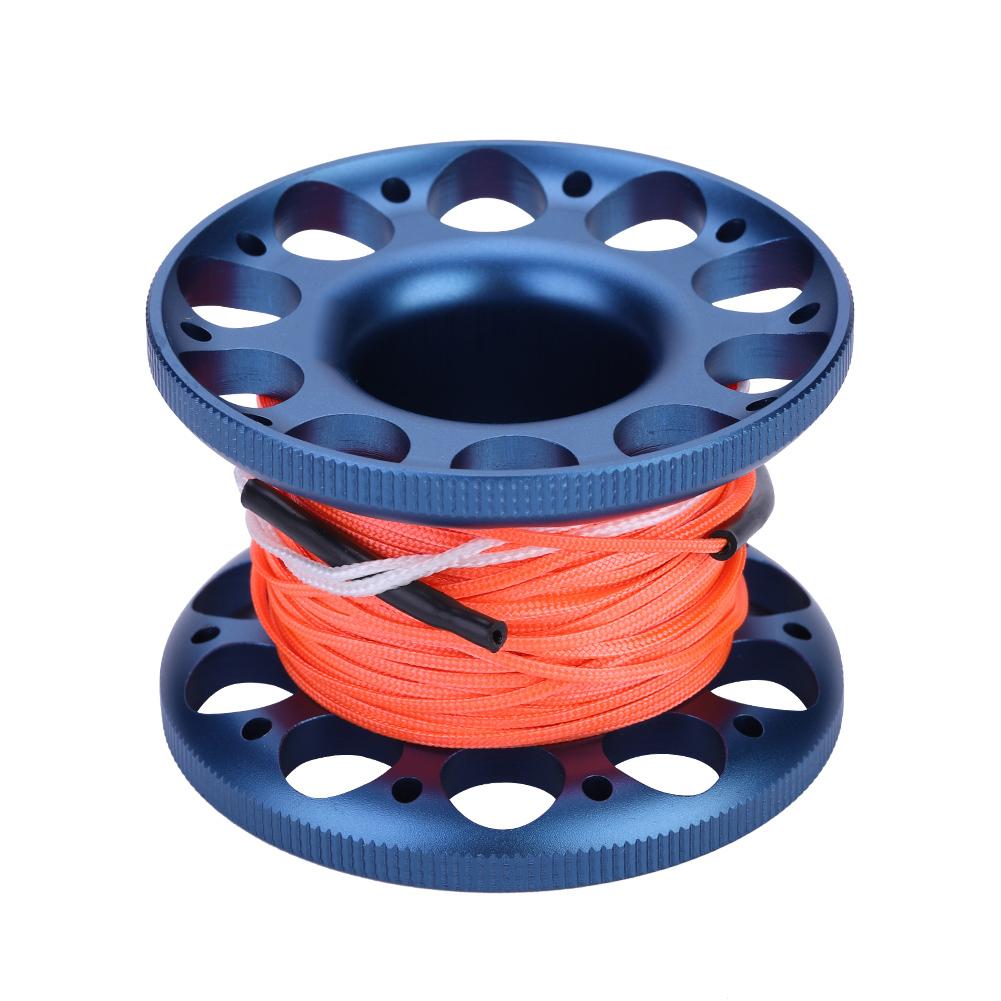 30M Diving Alu um Reel Spool Line with Stainless Steel Snap Hook (Black)