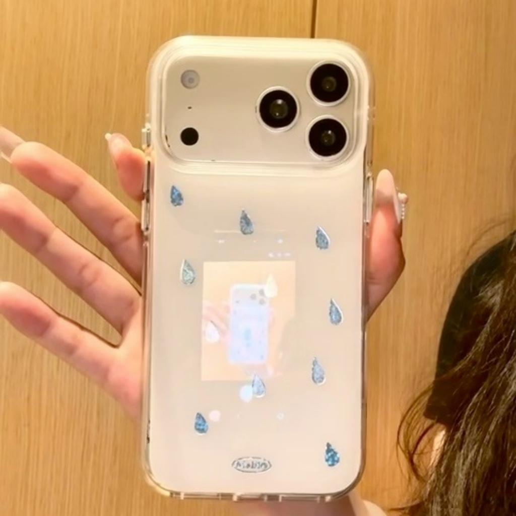 Blue Raindrop iPhone 17 Pro Case for iPhone 16 Pro Max 14 15 Protective Cover Durable Slim Fit