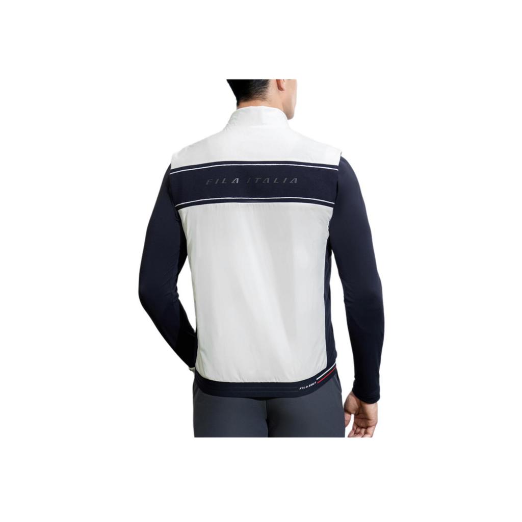 Fila Golf Series Letter Print Stand Collar Sports Cotton Vest Men Vests Jade-White A11M415903FWT