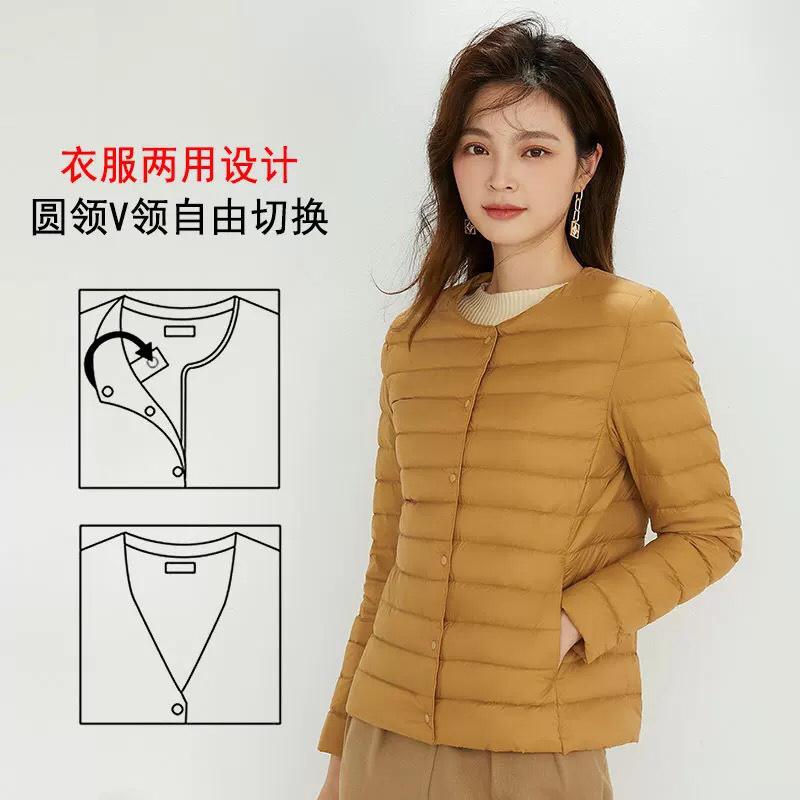 Down jacket women's light and thin autumn and winter short clothing warm women's round neck ultra-light liner jacket fashion