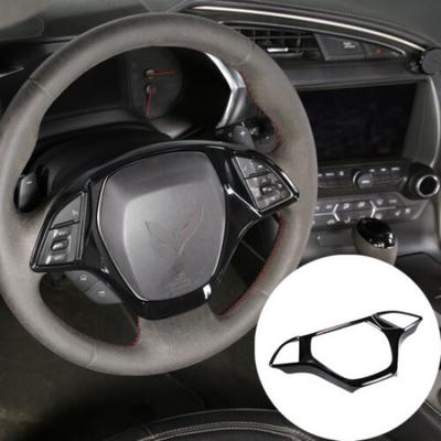 Glossy Black Steering Wheel Cover Molding Trim For Corvette C7 2014-19