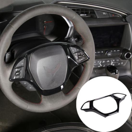 Glossy Black Steering Wheel Cover Molding Trim For Corvette C7 2014-19