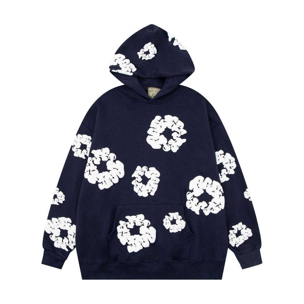 Felpa con cappuccio floreale trendy marca americana pullover casual ampio con stampa digitale per uomo e donna