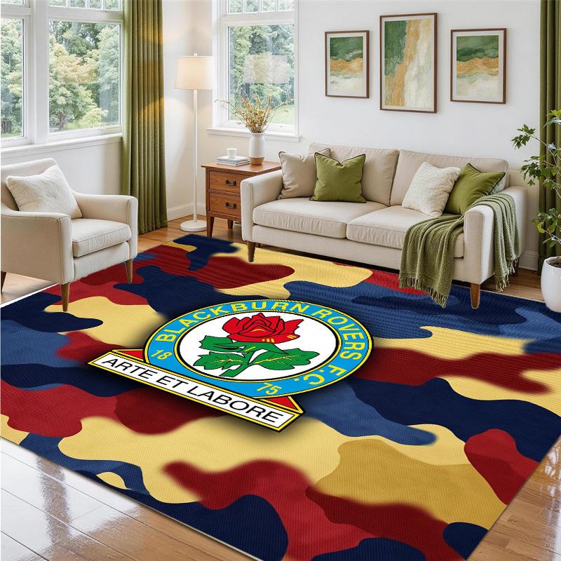 Blackburn Rovers Football Design Crystal Velvet Rug Soft Decorative Mat for Bedroom Entrance