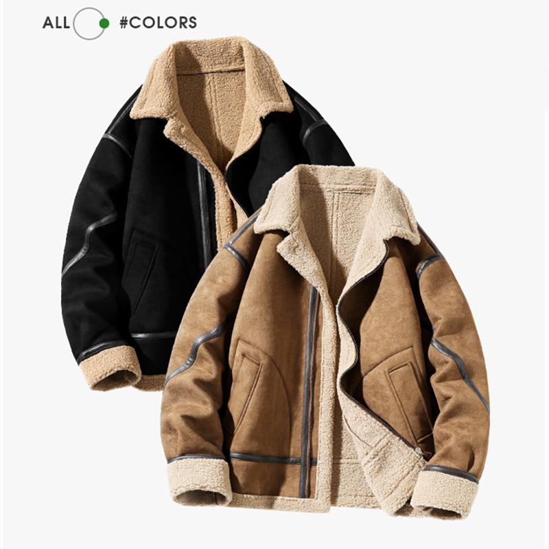 Cappotto da uomo autunno e inverno extra spesso in pelle scamosciata e pile giacca per uomo calda e alla moda giacca con cerniera con fodera spessa
