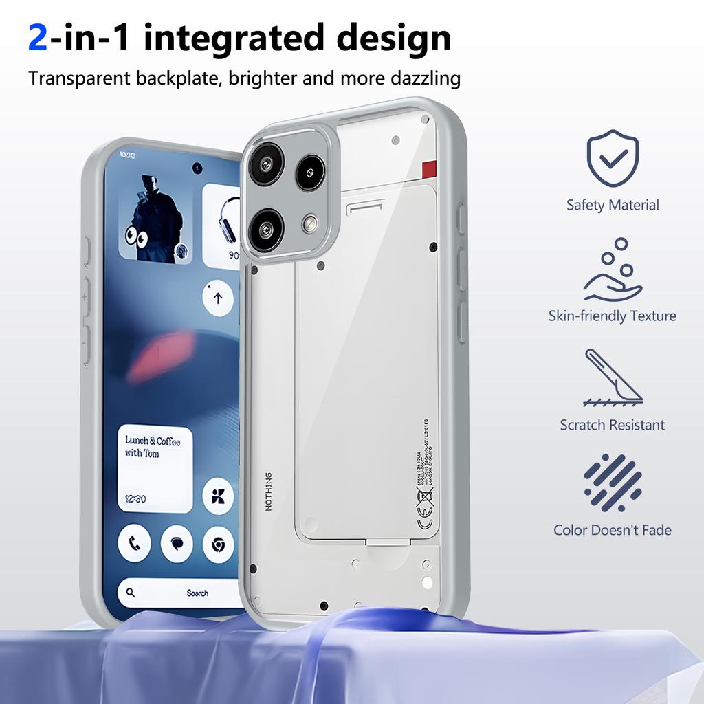 Custodia per Nothing Phone 3A Lite con Air Cushion, Paraurti in Silicone Antiurto, Cover Posteriore Trasparente Opaca, Custodia Rigida per Nothing Phone 3A Lite 5G