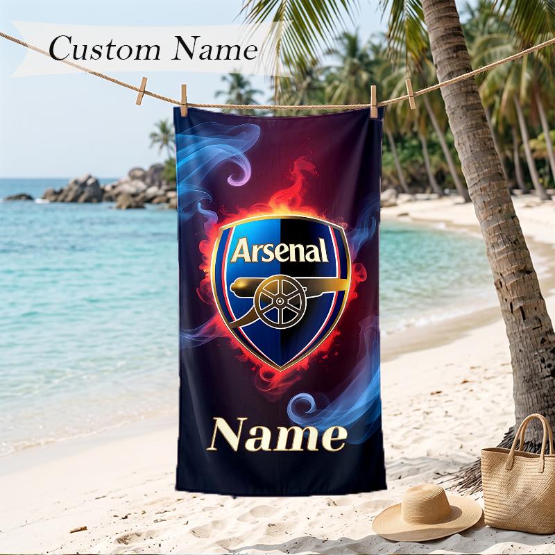 Arsenal Custom Name Printed Beach Towel Personalized Soft Towel For Swimming Beach Travel