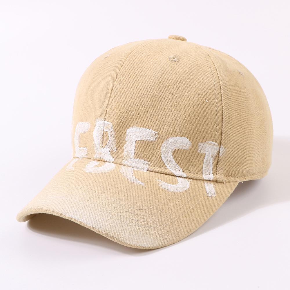 

American retro washed letter baseball cap for men and women, outdoor leisure activities, sun shading, soft top duck tongue hat Adjustable хаки