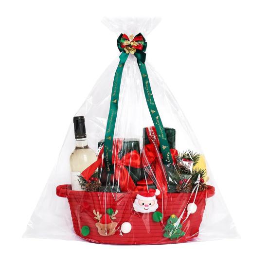 Christmas Gift Basket Braided Rope Basket with Handles Large Capacity Toy Organizer Cute Xmas Basket for Festive Gifts Home Storage