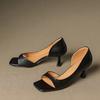 2025 new French retro square head thin heel open-toed sandals women's versatile fashion foreign high heels