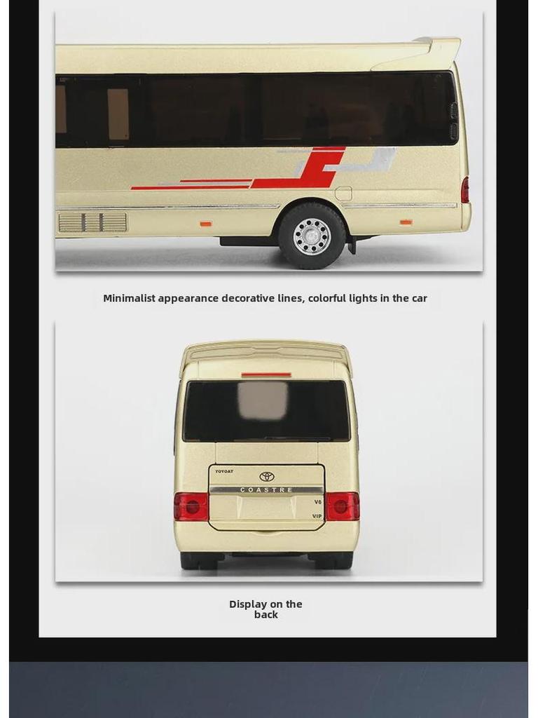 1/32 Scale Alloy Bus Model Toy with Sound and Light - Pull Back Action, Cake Decoration 