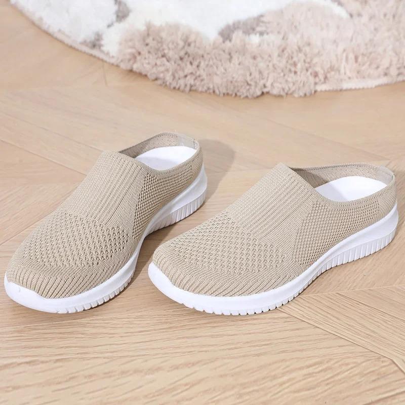 Women's Summer Shoes Casual Single Ladies Shoes Soft Sole Cover Half Slippers Shoe