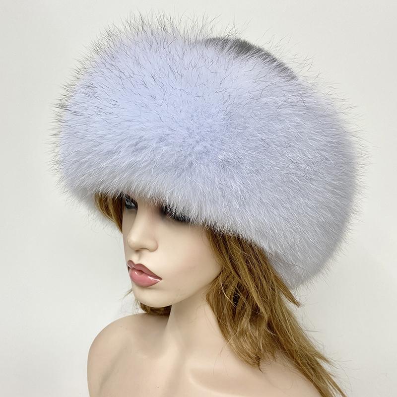 Real Fur Dome Hats for Women Natural Fox Mink Fur Cap Winter Luxury Warm Fashion Snow Hats