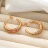 Retro 18K Gold-Plated Titanium Steel Hoop Earrings - Women's European and American Fashion