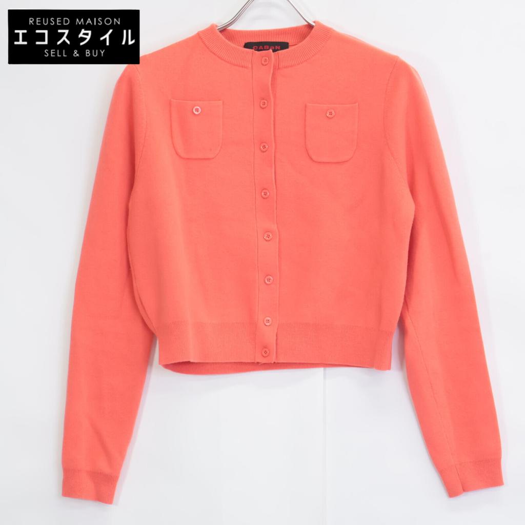 CABaN 39-02-34-02001 Orange Cotton x Cashmere Crew Neck Button Knit Cardigan tops XS OrangeUsed
