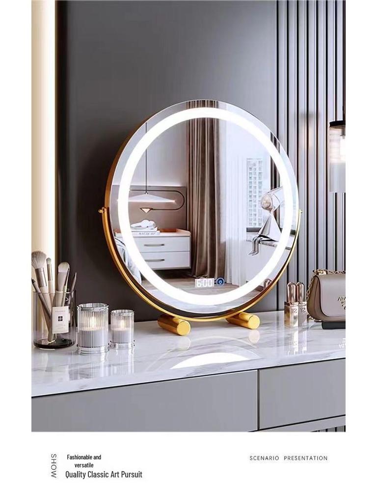 Roterbar cylindrisk LED-sminkspegel med fyllnadsljus