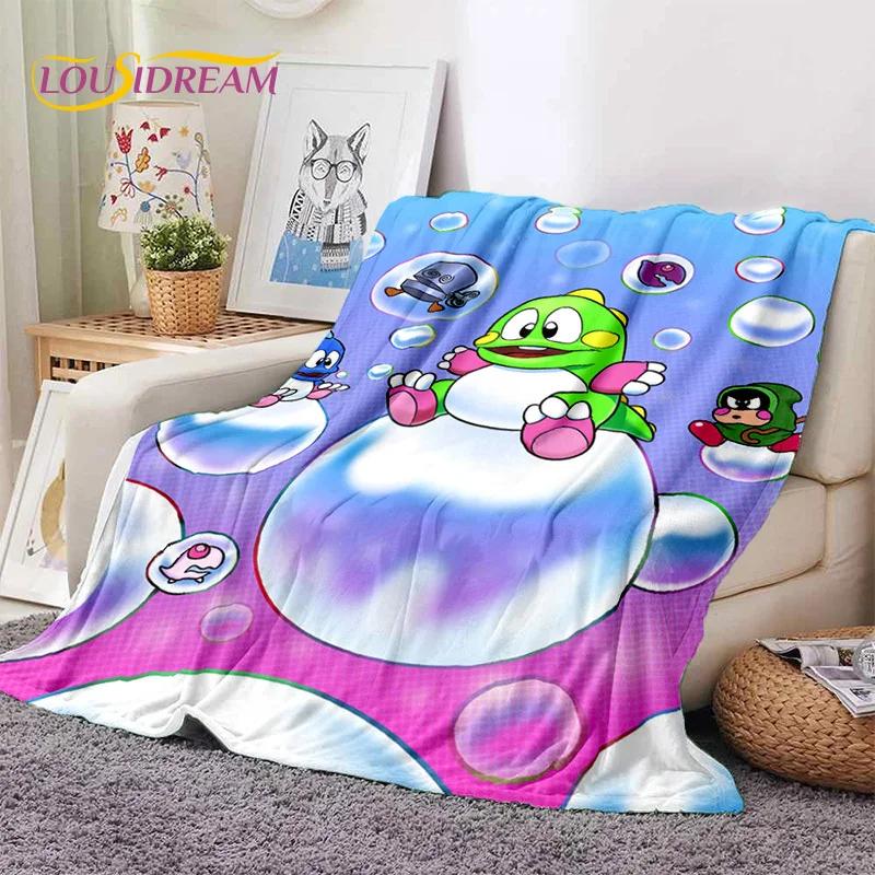 Cartoon Bubble Bobble Puzzle Bobble Retro Game Soft Flannel Blanket for Beds Bedroom Sofa Picnic,Throw Blanket Outdoors Leisure