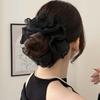 Korean Style Lace Trim Mesh Scrunchie Solid Color Large Intestine Hair Ring Bun Rubber Bands  Daily