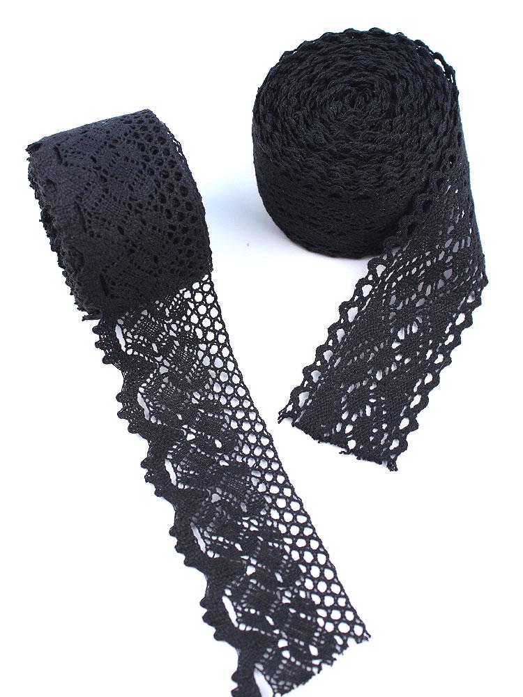 Black Pure Cotton Lace Trim for Clothing and Curtains