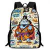 One Piece 15 Inch Front Pocket Backpack for Boys Girls Best Gifts Lightweight Durable Cartoon School Bookbag for Children Travel