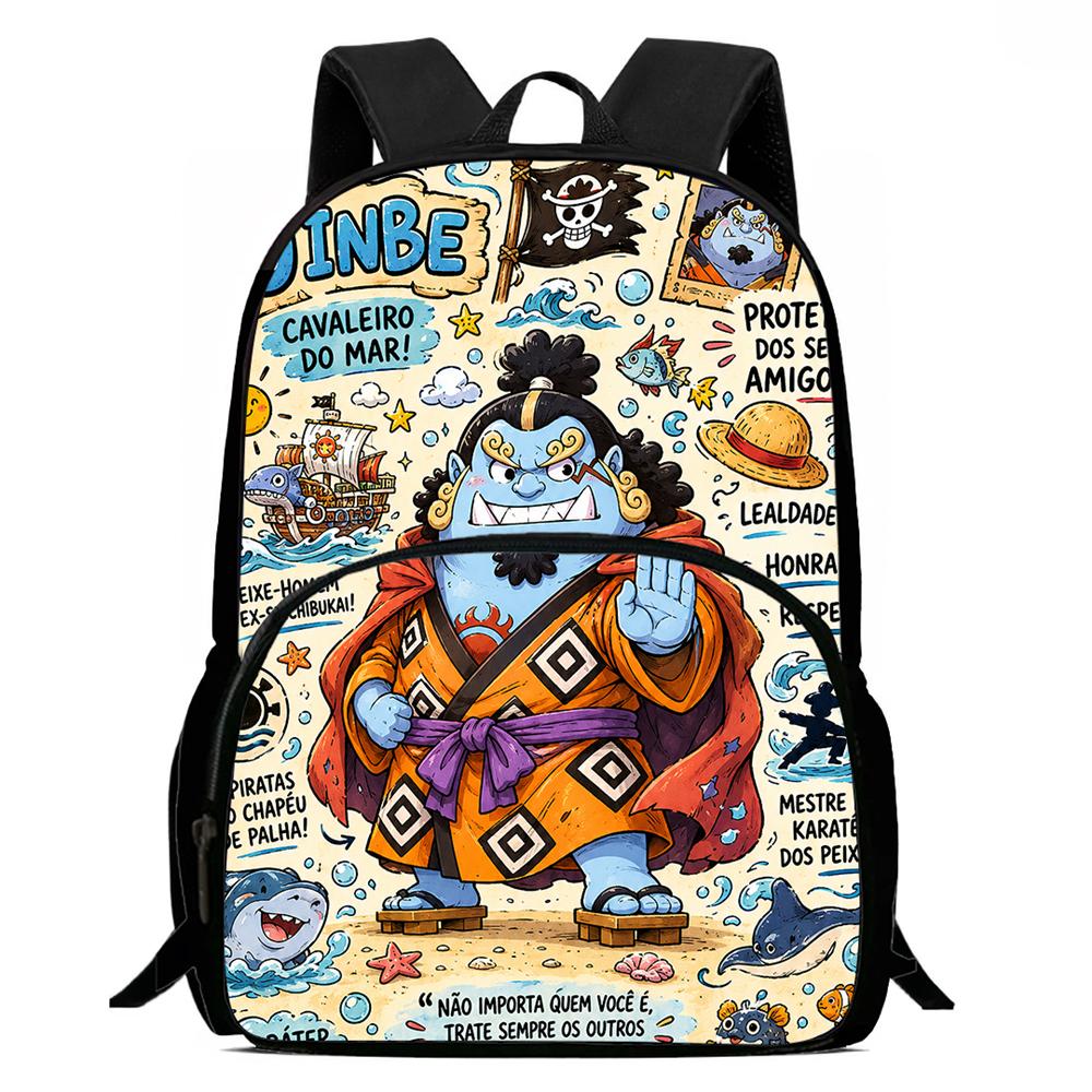 One Piece 15 Inch Front Pocket Backpack for Boys Girls Best Gifts Lightweight Durable Cartoon School Bookbag for Children Travel
