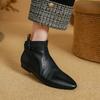 Fashion 2024 New Autumn Women Boots Fashion Chunky Heels Pointed Toe Short Boots Ankle Boots Retro Genuine Leather Ladies Shoes
