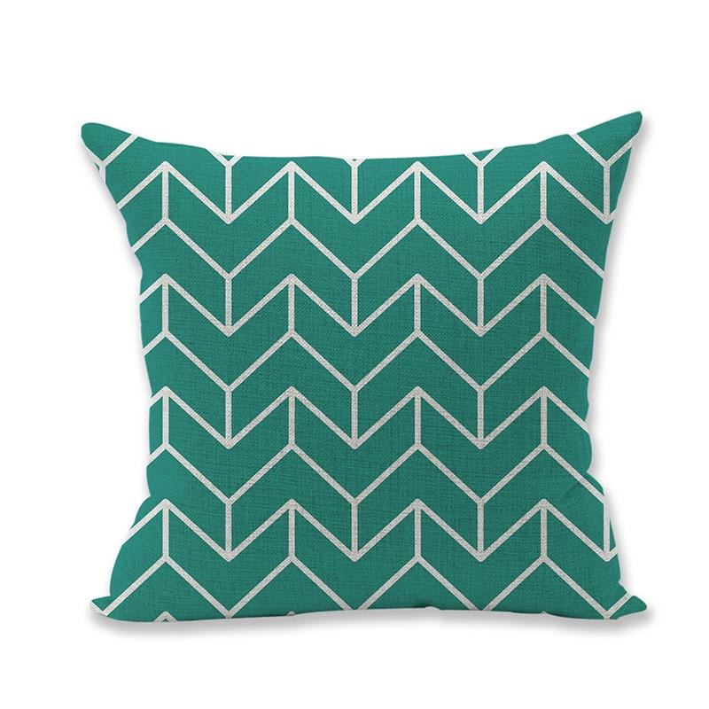 Premium Quality Green Geometry Cotton Linen Pillow Case For Versatile Home And Office Use