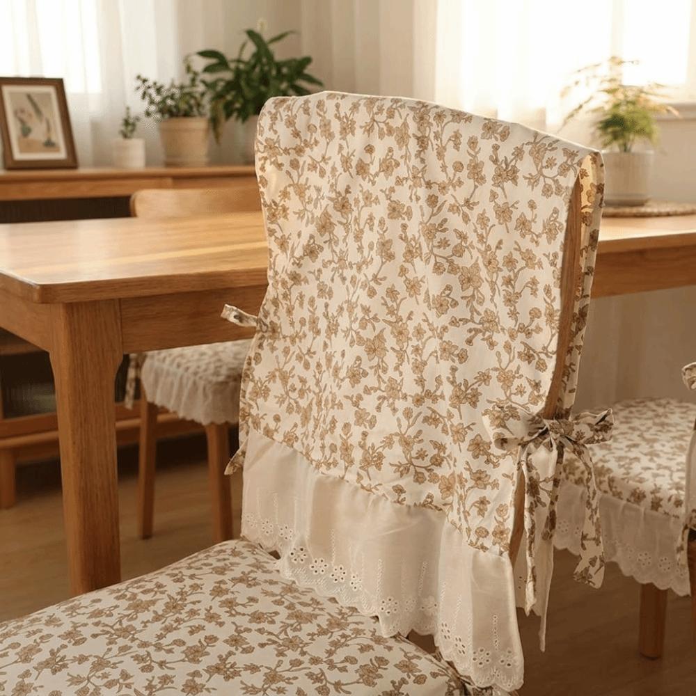 Ruffle Design Dining Chair Backrest Cover Comfortable Embroidered Lace Chair Cover Wedding