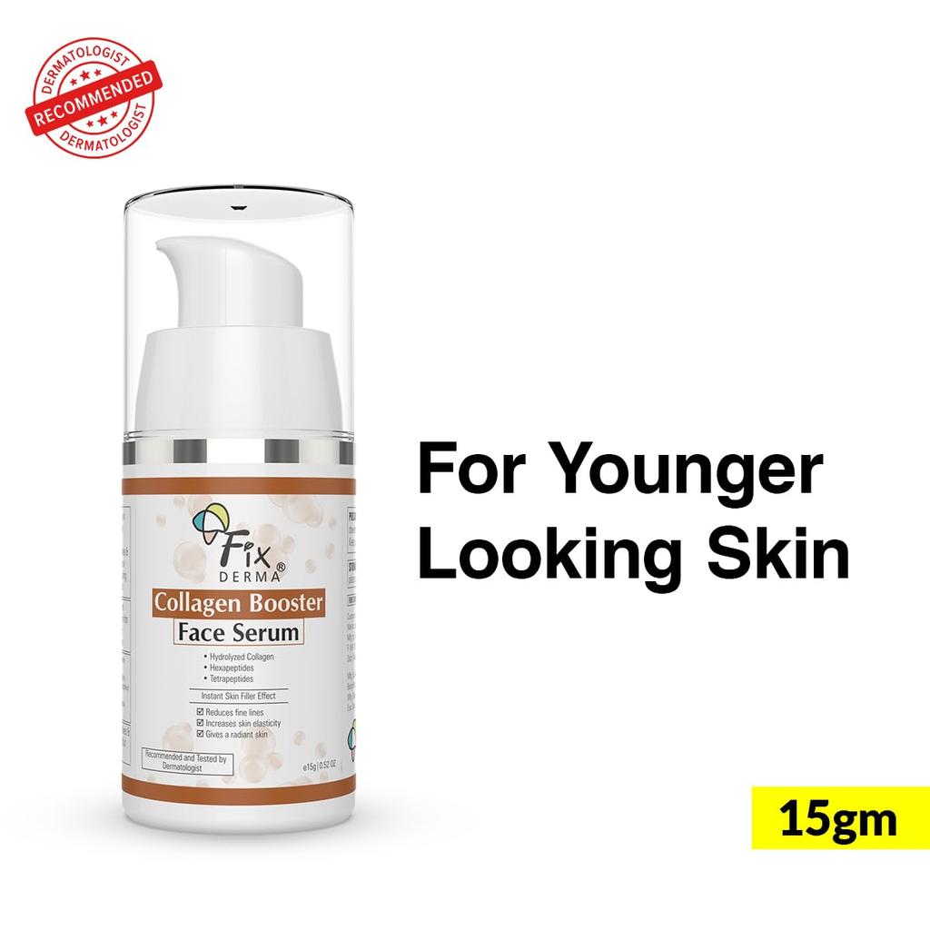 Fixderma Hydrolyzed Collagen Booster Face Serum, Collagen Serum for Face Face, Fine Lines & Wrinkles, Serum for Men & Women, Suitable for All Ski