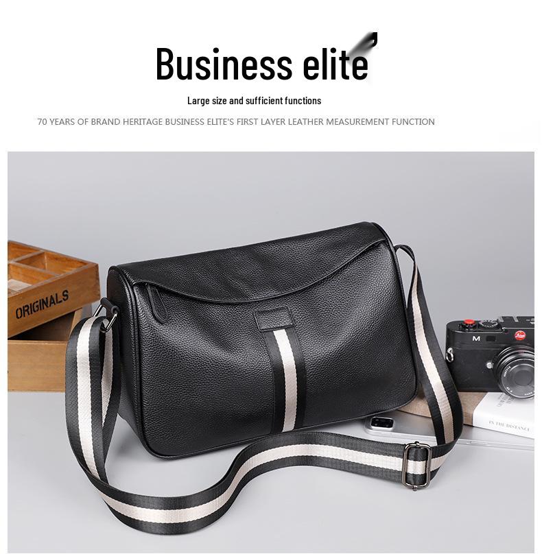 Men's Urban Minimalist Genuine Leather Crossbody Shoulder Bag - Large Capacity