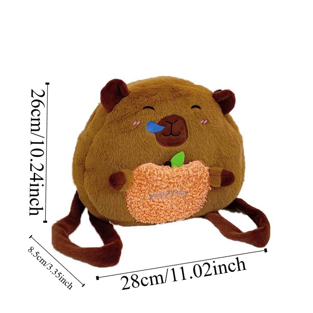 Soft Capybara Shoulder Bag Cute Cartoon Doll Backpack School Bag Plush Capybara Daypack  Girls