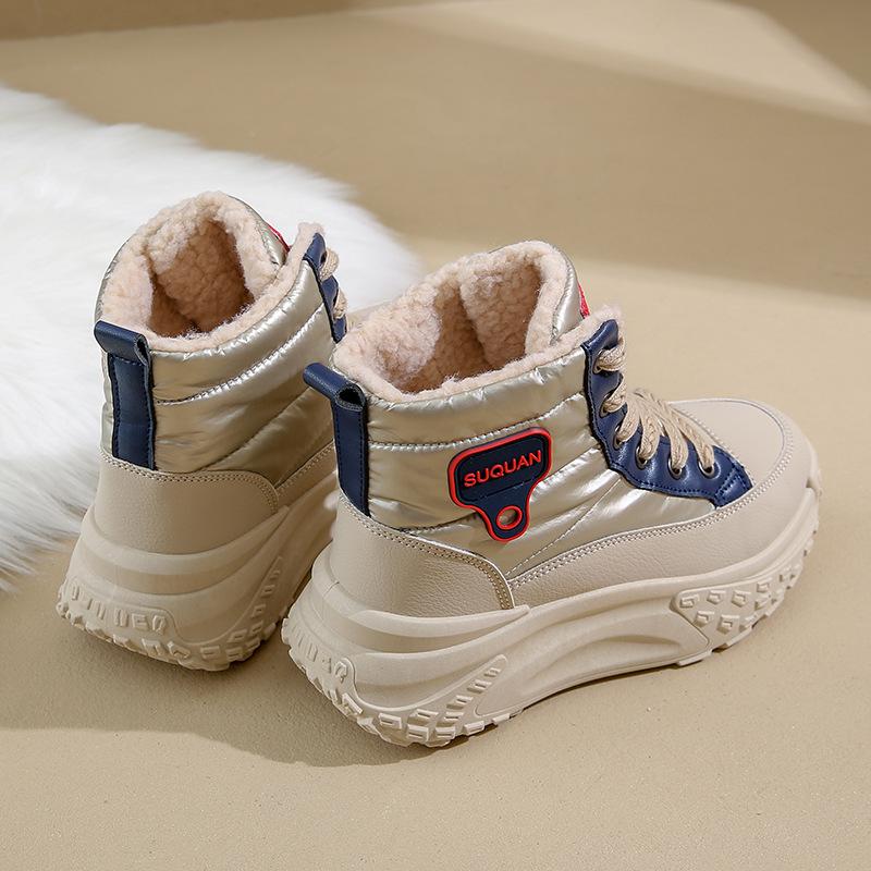 Dámské bavlněné boty s vysokým svrškem, studentské, korejská verze, nové zimní bavlněné všestranné boty se silnou podrážkou a sametem, sportovní dámské boty K679