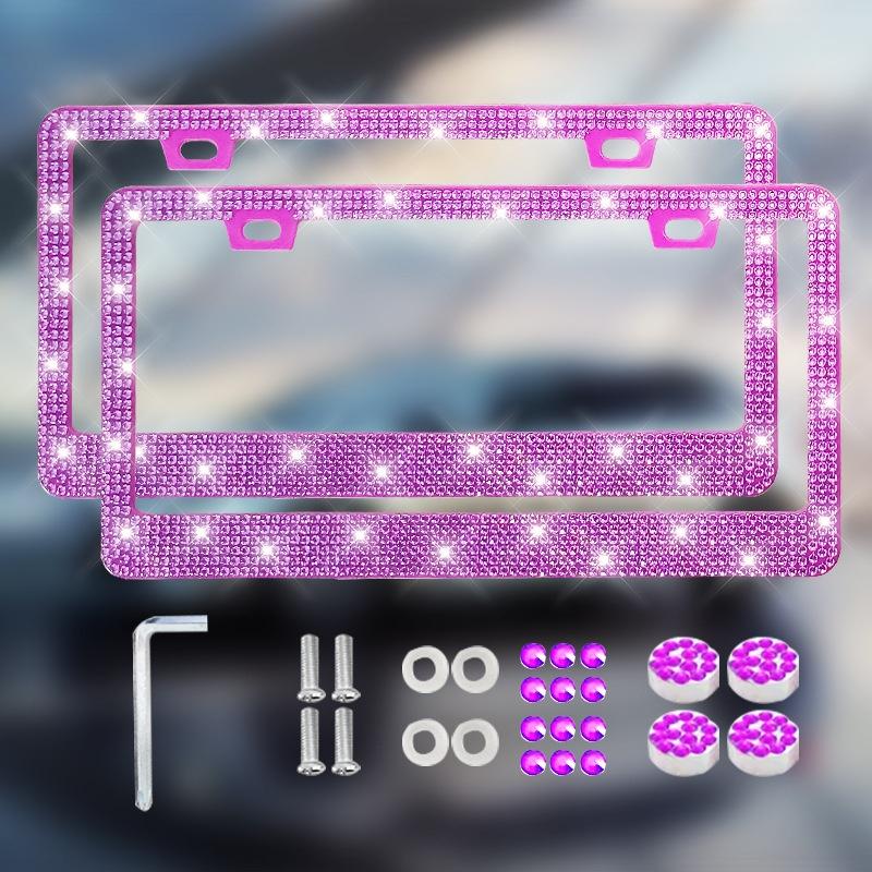 NEW 1/2PCS 31*16cm Bling Crystal License Plate Frame Women Rhinestone Car License Plate Frame Cover Holder Car Accessories