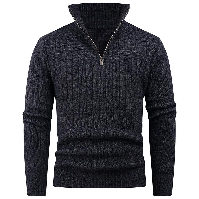 Sweater Men's Autumn and Winter New Style Men's Fashion Trend Semi-zipper Sweater Men's Knitted Sweater