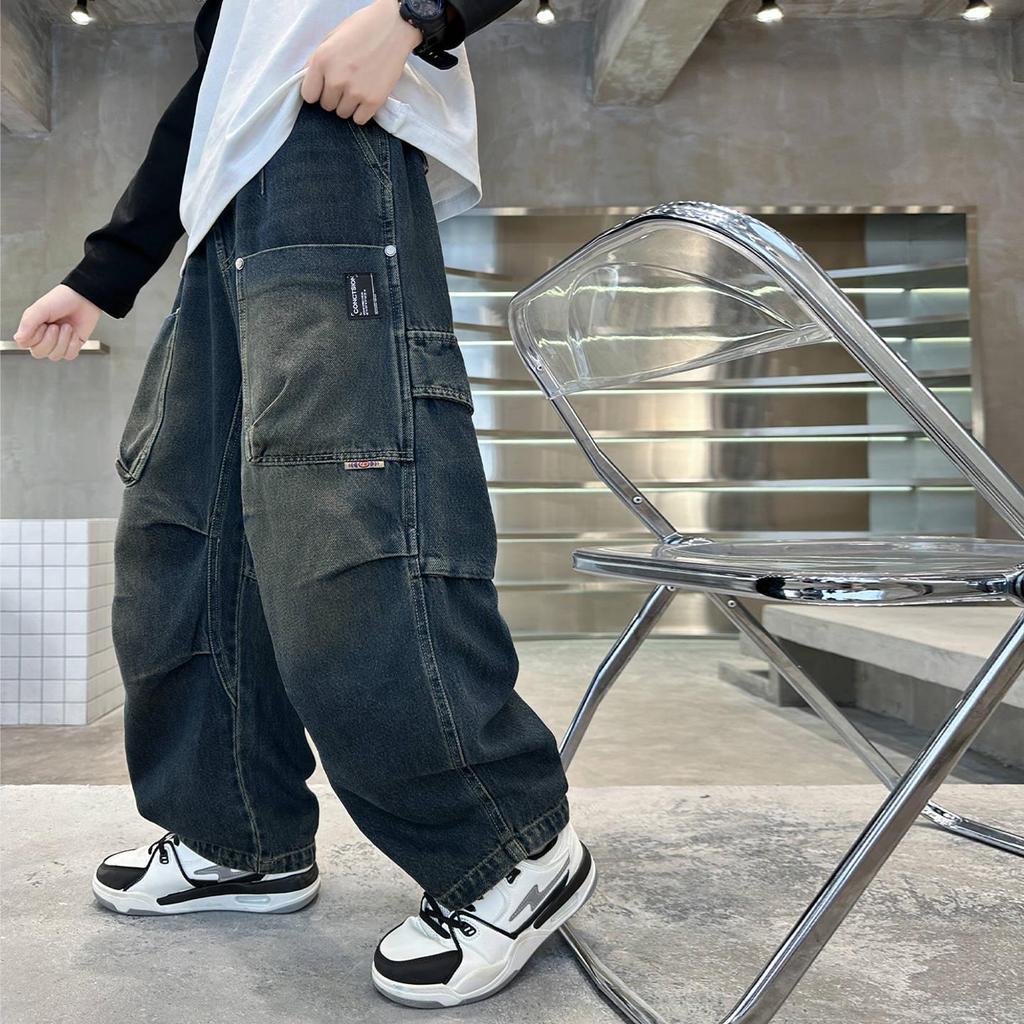 2025 Boys' Korean Style Soft Denim Jeans: Straight, Loose Fit, Perfect for Spring and Autumn