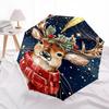 1pc Christmas Deer Design Automatic Opening Folding Umbrella with Red Scarf, Outdoor for Fans, Travelers & Daily Use.B024