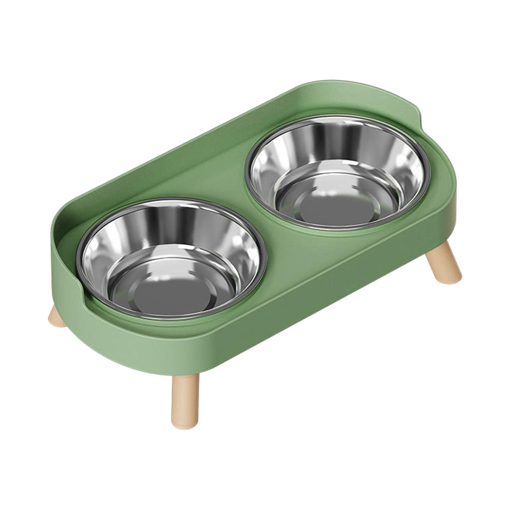 Stainless Steel Anti-Slip Cervical Protect Dual Bowl Pet Food Feeder for Cats and Dogs with Elevated Design